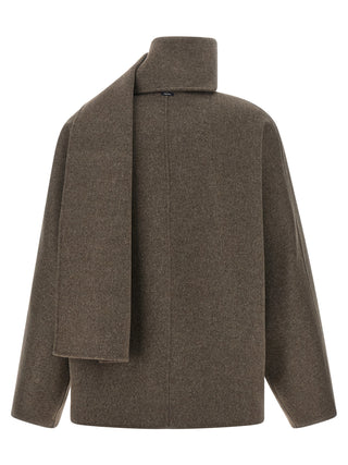 Brown Wool Full-Length Jacket