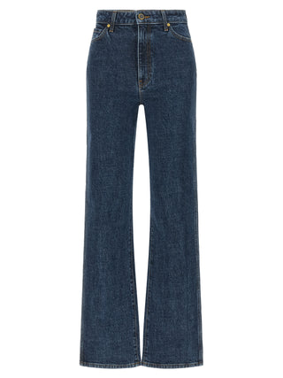 Blue Cotton Straight-Leg Jeans