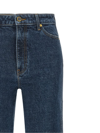 Blue Cotton Straight-Leg Jeans