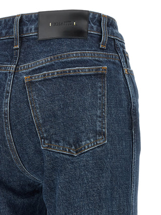 Blue Cotton Straight-Leg Jeans