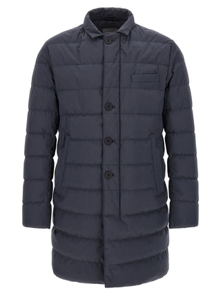 Blue Polyester Full-Length Jacket