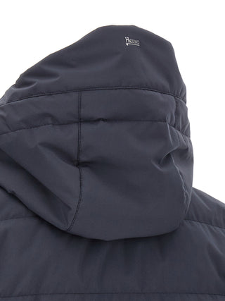 Blue Polyester Full-Length Jacket