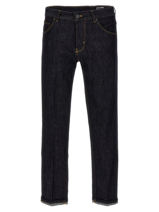 Blue Cotton Straight-Leg Jeans