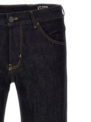 Blue Cotton Straight-Leg Jeans