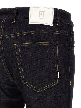 Blue Cotton Straight-Leg Jeans