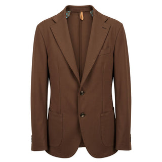 Brown Viscose Men Jacket