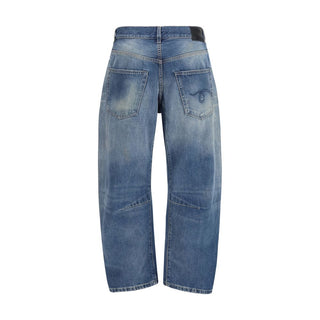 Blue Cotton Boyfriend Jeans