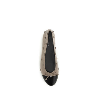 Beige Calf Leather Bos Taurus Ballet Flats