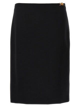 Black Virgin Wool Midi Skirt