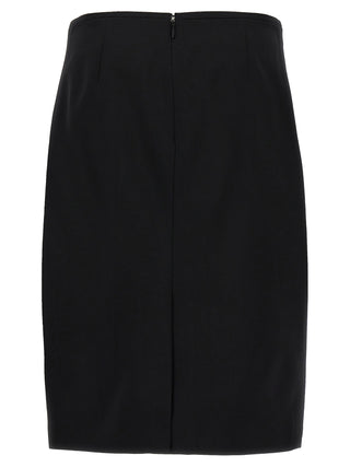 Black Virgin Wool Midi Skirt