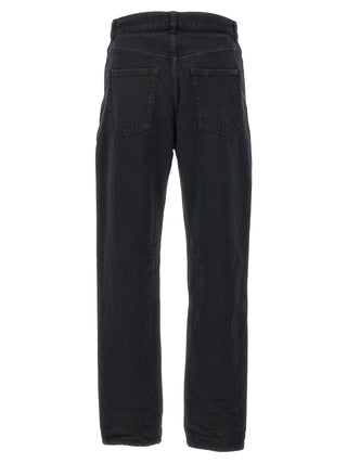 Black Cotton Straight-Leg Jeans