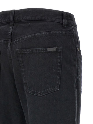 Black Cotton Straight-Leg Jeans