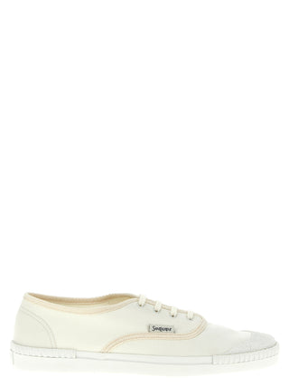 White Cotton Low Top Sneakers