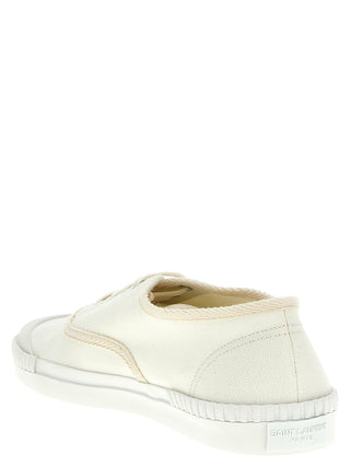 White Cotton Low Top Sneakers