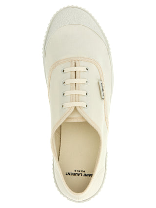 White Cotton Low Top Sneakers