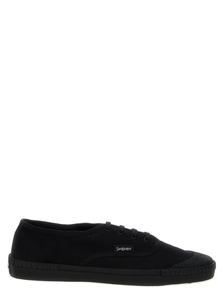 Black Cotton Low Top Sneakers