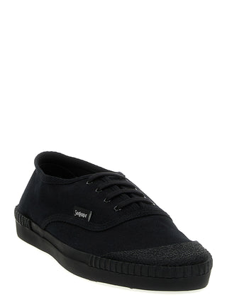 Black Cotton Low Top Sneakers