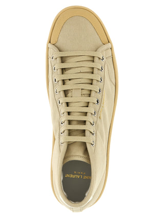 Beige Cotton High Top Sneakers