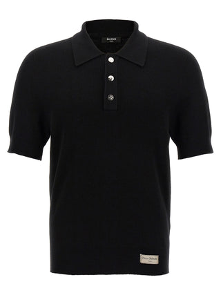 Black Merino Wool Polo Shirt