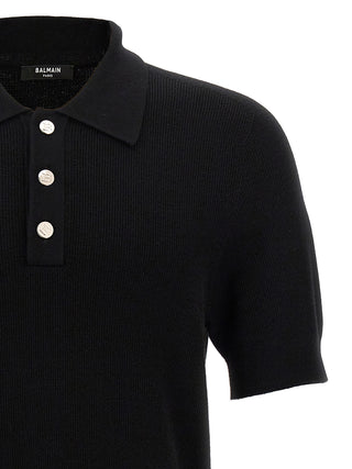 Black Merino Wool Polo Shirt