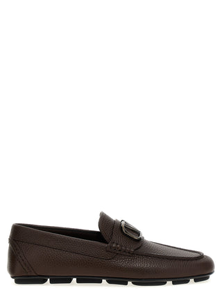 Brown Calfskin Slip-On Loafers