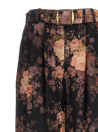 Multicolor Silk Casual Pants