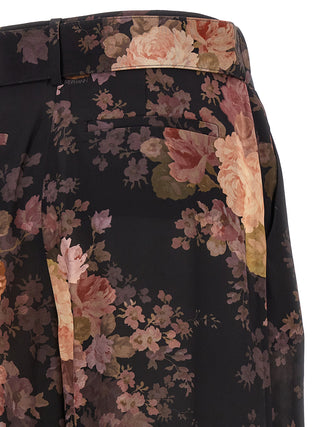 Multicolor Silk Casual Pants