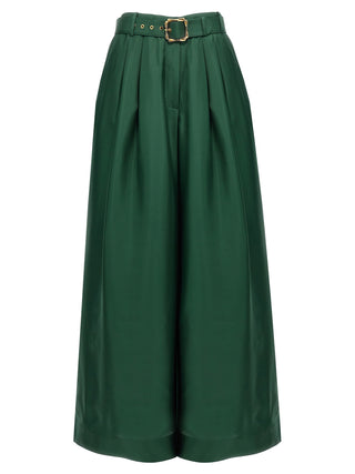 Bicolor Silk Casual Pants