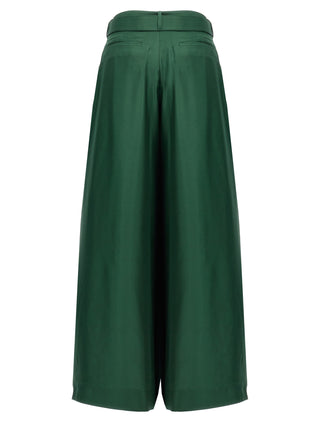 Bicolor Silk Casual Pants