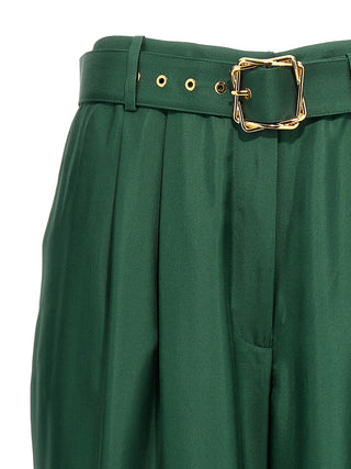 Bicolor Silk Casual Pants