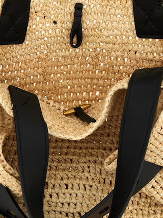 Beige Raffia Tote Bag