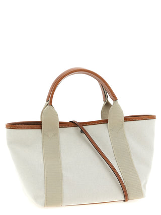 Beige Leather Tote Bag