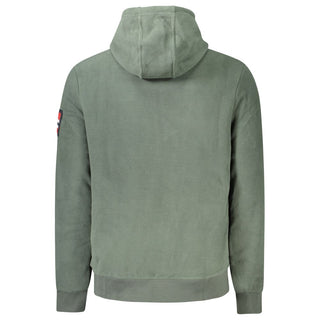 Green Polyester Men's Sweatshirt with Hood