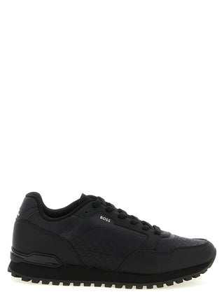 Black Polyester Athletic Sneakers