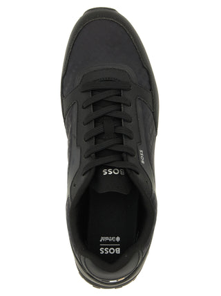 Black Polyester Athletic Sneakers