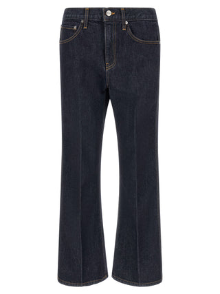 Blue Cotton Flared Jeans