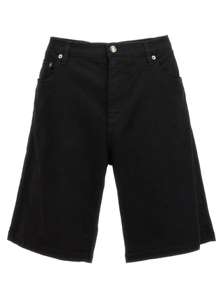 Black Cotton Bermuda Shorts