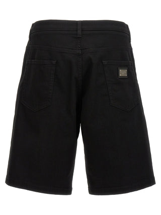 Black Cotton Bermuda Shorts
