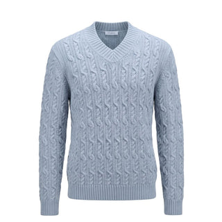 Light Blue Wool Men Sweater