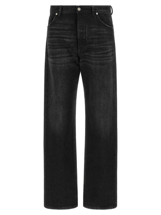 Black Cotton Straight-Leg Jeans