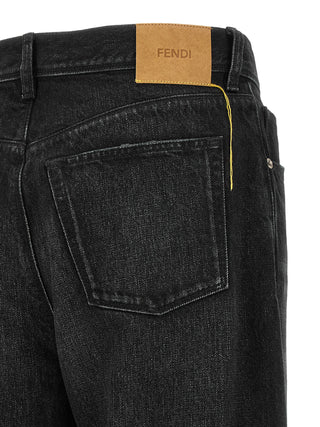 Black Cotton Straight-Leg Jeans