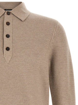 Beige Cashmere Polo Shirt