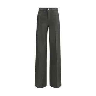 Bicolor Cotton Flared Jeans