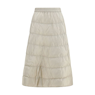 Beige Nylon Midi Skirt