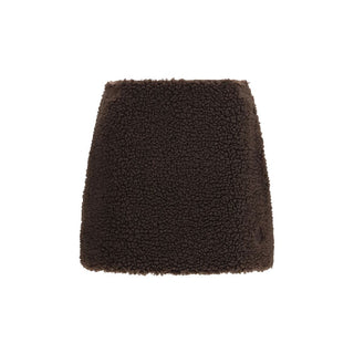 Brown Polyester Mini Skirt
