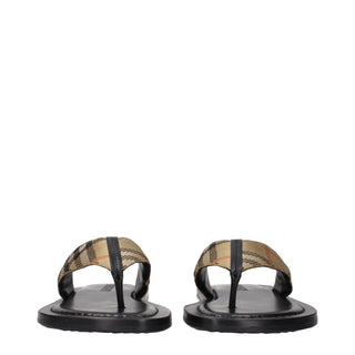 Beige Fabric Flip-Flop Sandals