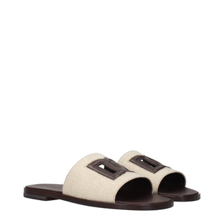 Beige Fabric Slippers