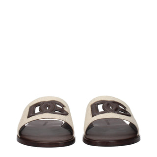 Beige Fabric Slippers