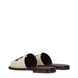 Beige Fabric Slippers