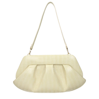 Beige Leather Clutch Bag